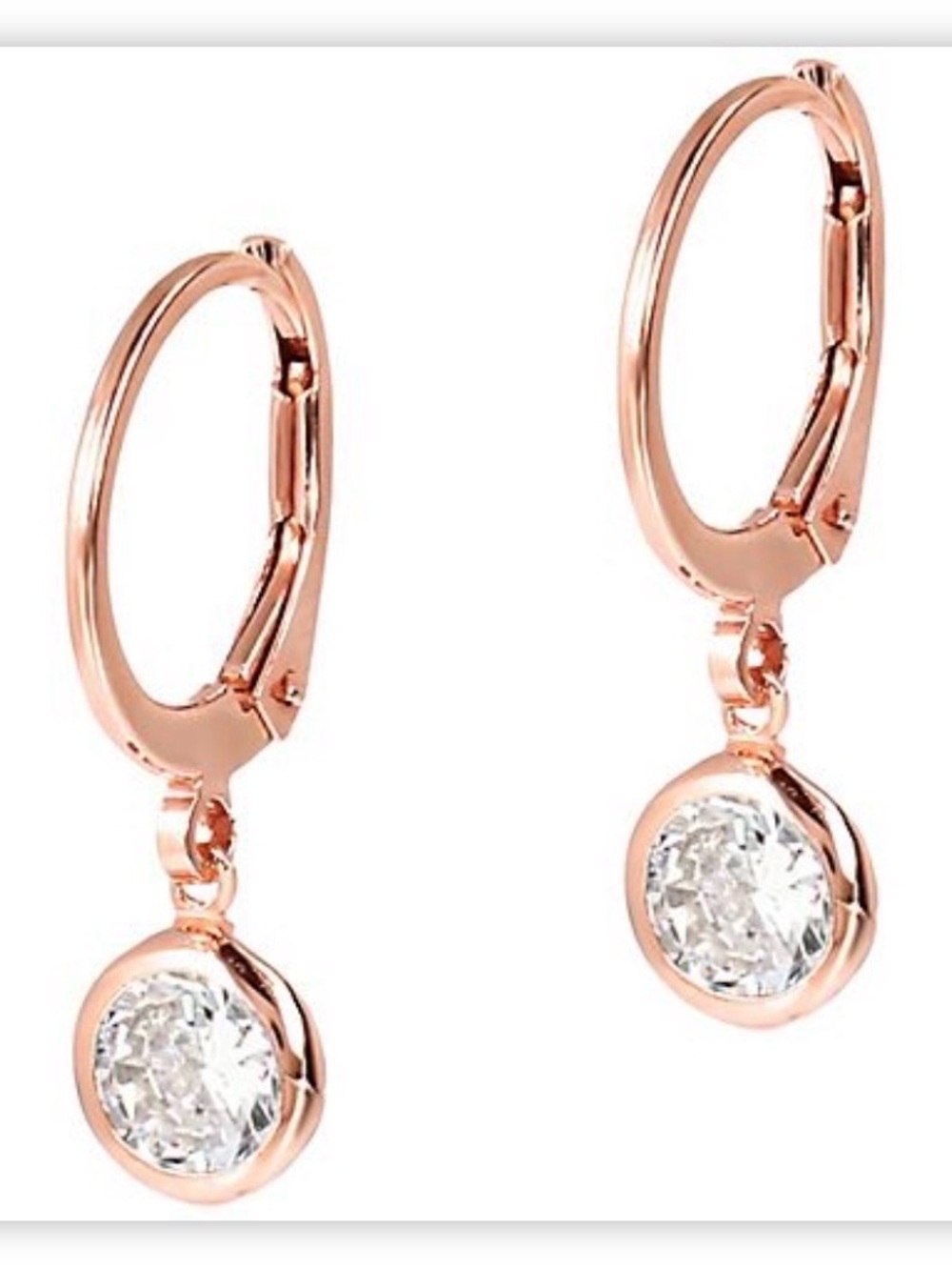 Diamonique Drop Hoop Lever Back Earrings